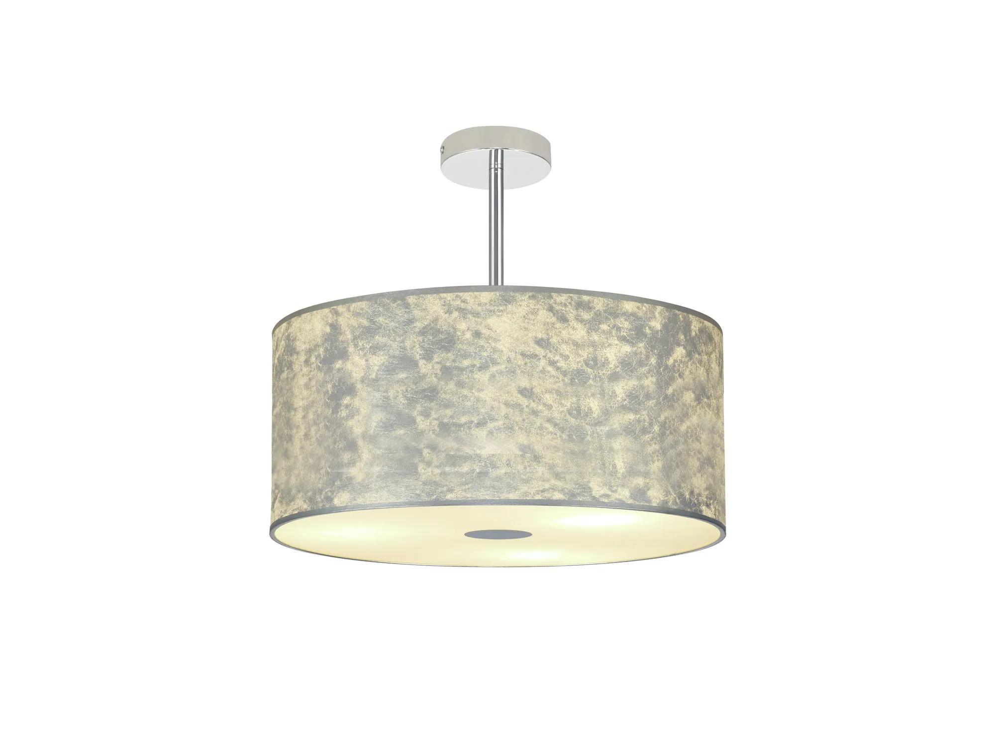 Baymont 50cm Semi Flush 3 Light Polished Chrome, Silver Leaf, Frosted Diffuser